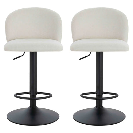 Maxwell Set of 2 Beige Textured Fabric Curved Bar Chairs