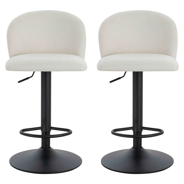 Maxwell Set of 2 Beige Textured Fabric Curved Bar Chairs