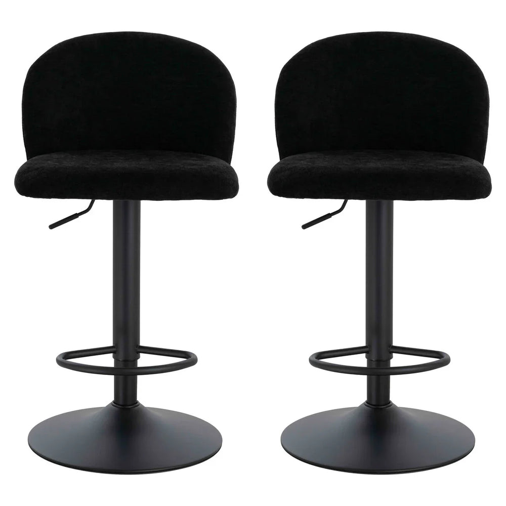 Maxwell Set of 2 Black Textured Fabric Curved Bar Chairs