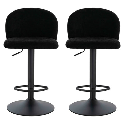 Maxwell Set of 2 Black Textured Fabric Curved Bar Chairs
