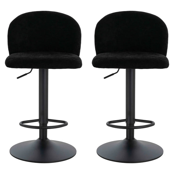 Maxwell Set of 2 Black Textured Fabric Curved Bar Chairs