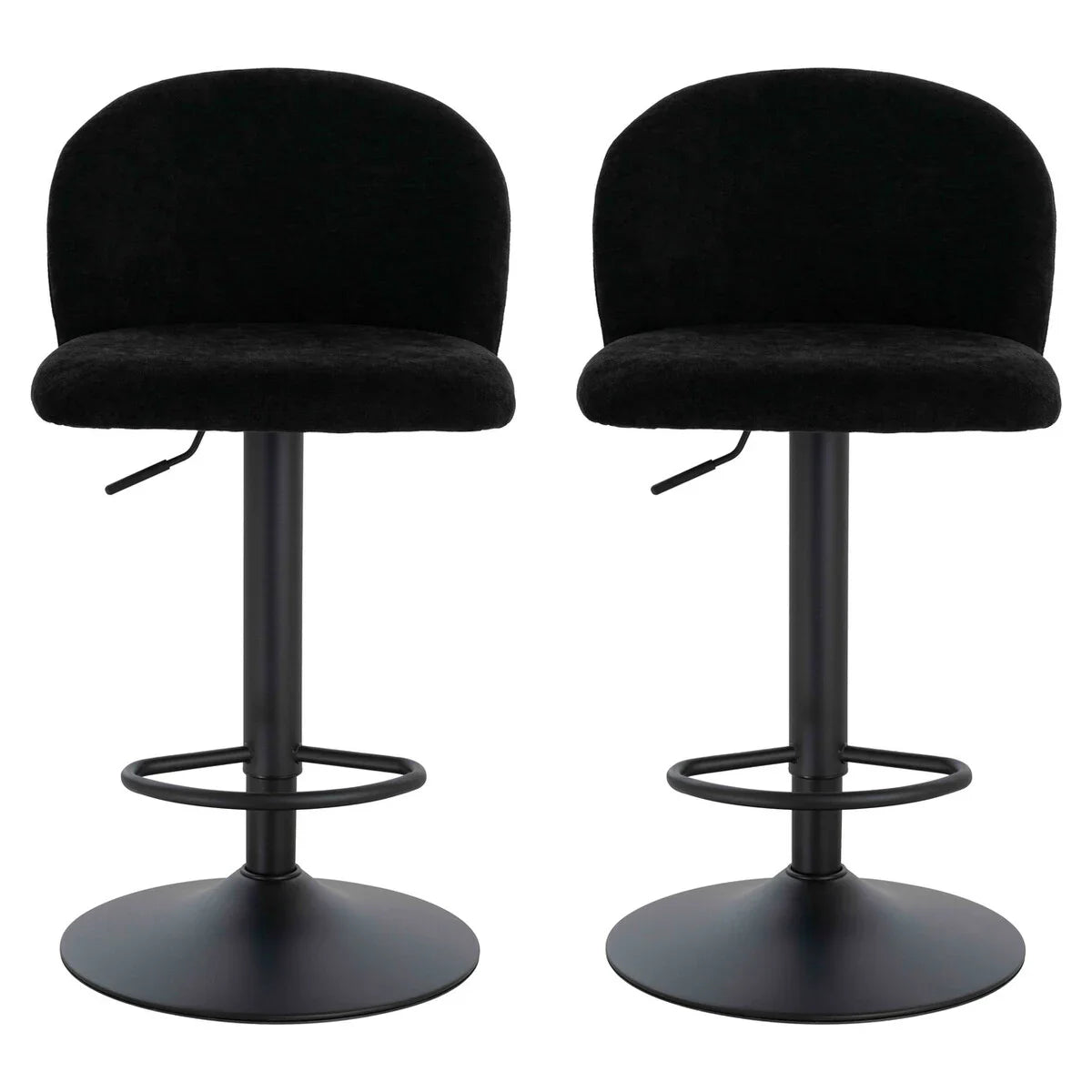 Maxwell Set of 2 Black Textured Fabric Curved Bar Chairs