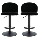 Maxwell Set of 2 Black Textured Fabric Curved Bar Chairs