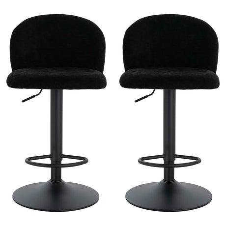 Maxwell Set of 2 Black Textured Fabric Curved Bar Chairs