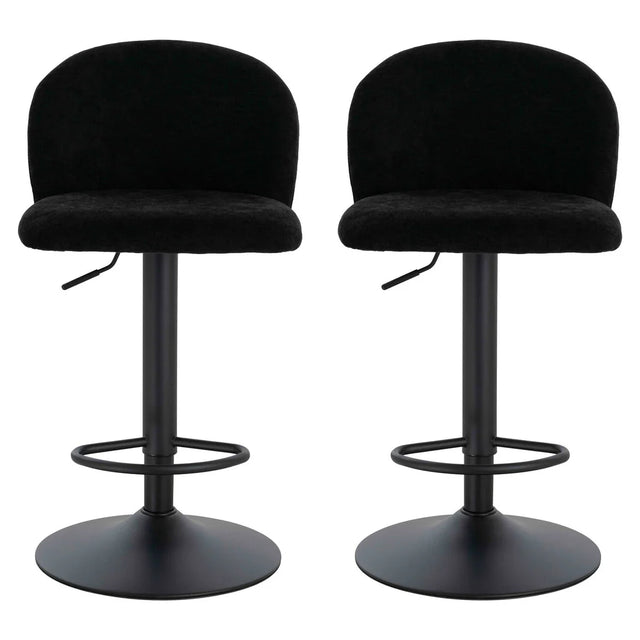 Maxwell Set of 2 Black Textured Fabric Curved Bar Chairs