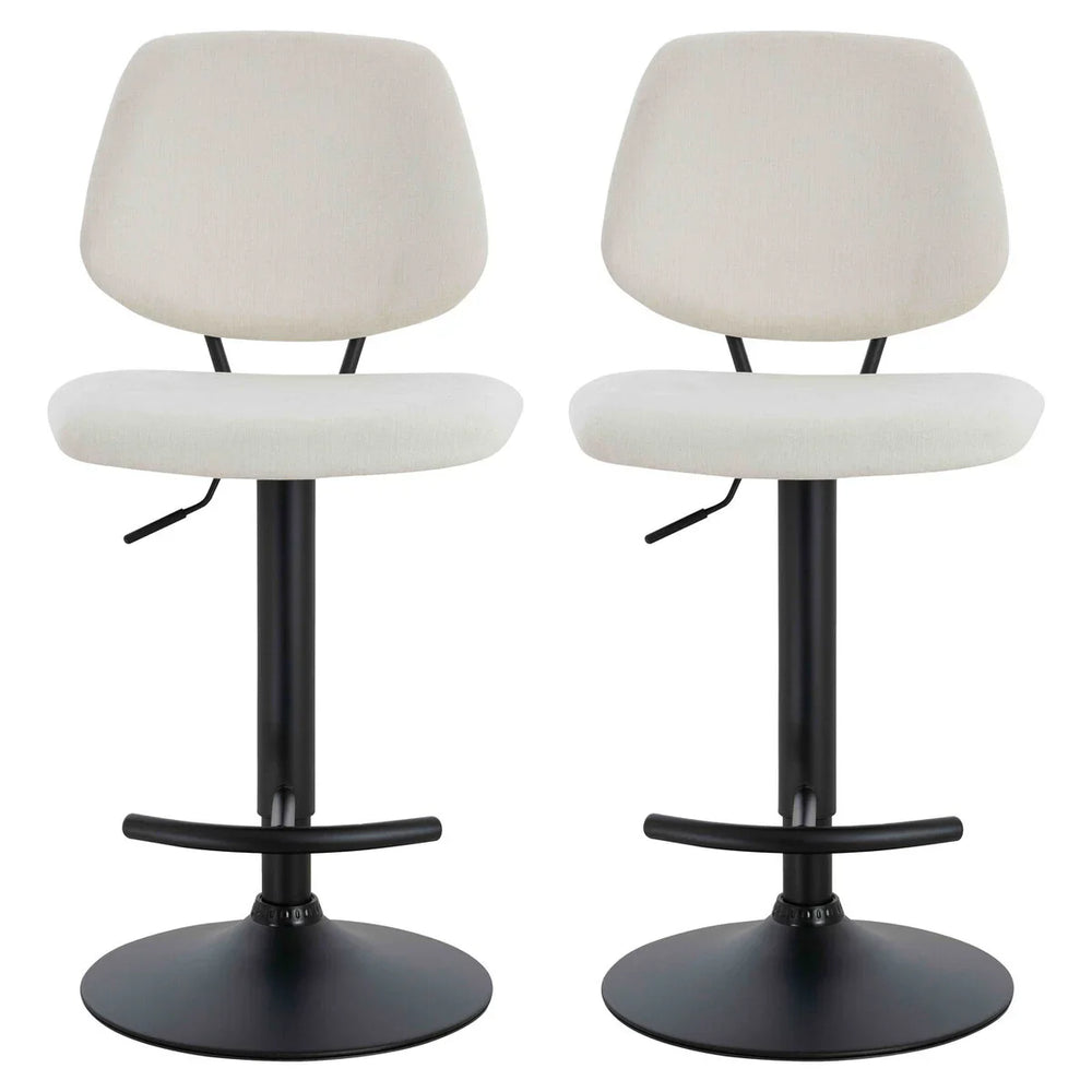 Maxwell Set of 2 Beige Textured Fabric Bar Chairs