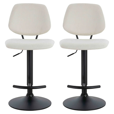 Maxwell Set of 2 Beige Textured Fabric Bar Chairs