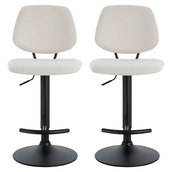 Maxwell Set of 2 Beige Textured Fabric Bar Chairs
