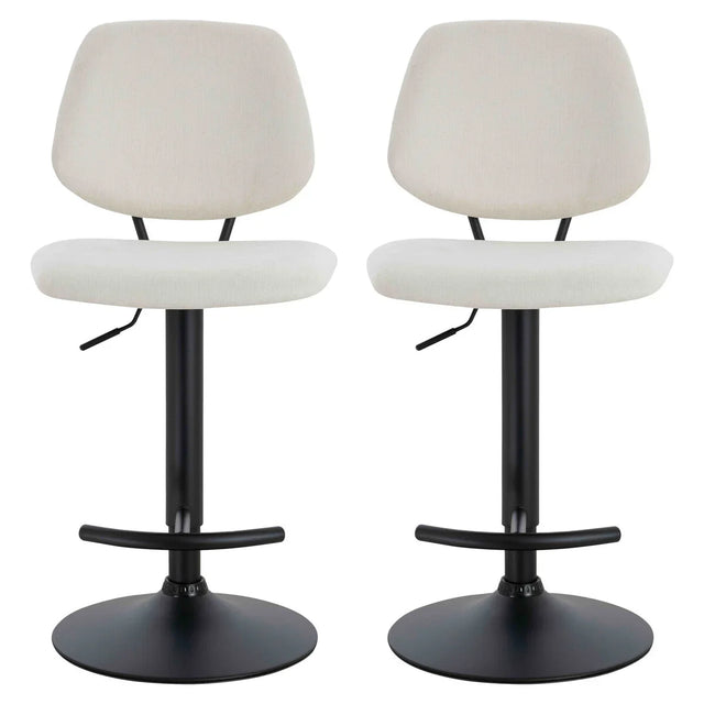 Maxwell Set of 2 Beige Textured Fabric Bar Chairs