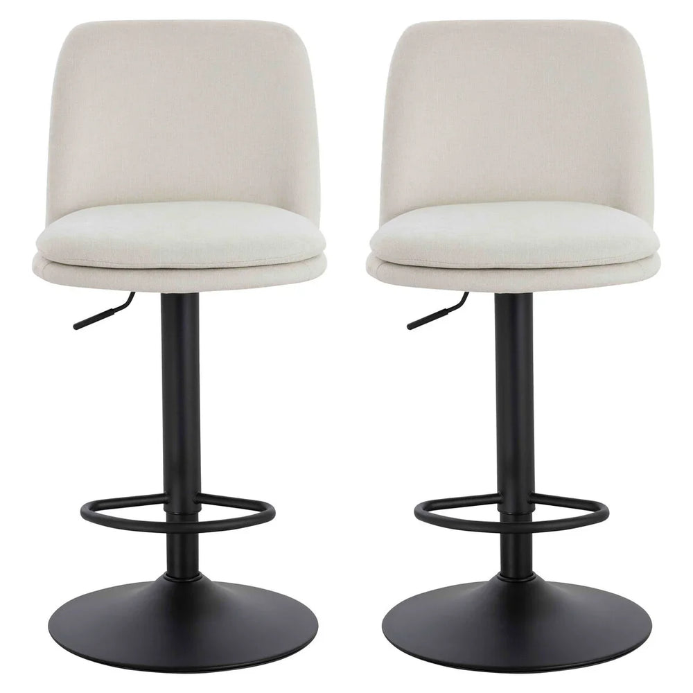 Maxwell Set of 2 Beige Textured Fabric Cushioned Bar Chairs