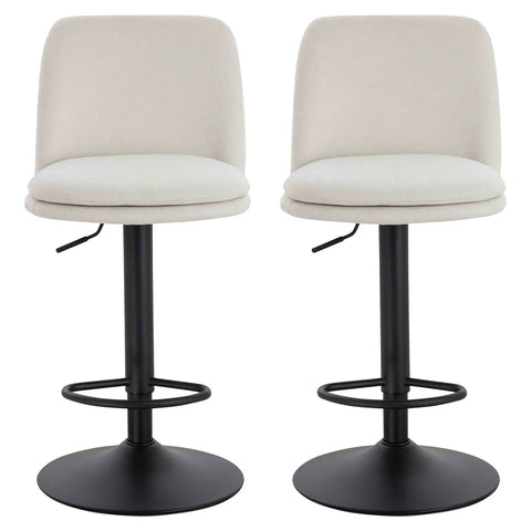 Maxwell Set of 2 Beige Textured Fabric Cushioned Bar Chairs