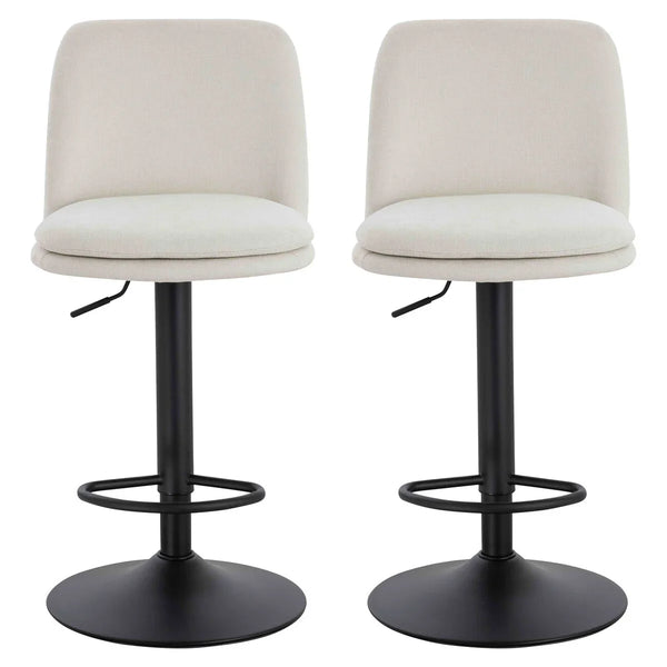 Maxwell Set of 2 Beige Textured Fabric Cushioned Bar Chairs