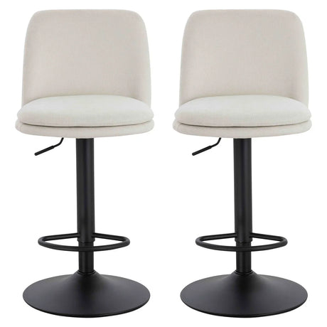 Maxwell Set of 2 Beige Textured Fabric Cushioned Bar Chairs