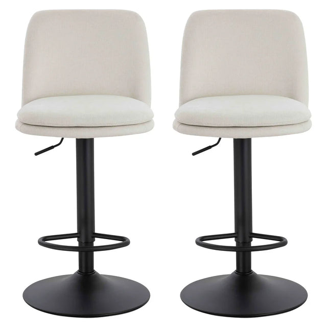 Maxwell Set of 2 Beige Textured Fabric Cushioned Bar Chairs