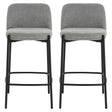 Maxwell Set of 2 Light Grey Textured Fabric Bar Chairs with Black Legs