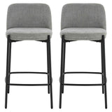 Maxwell Set of 2 Light Grey Textured Fabric Bar Chairs with Black Legs