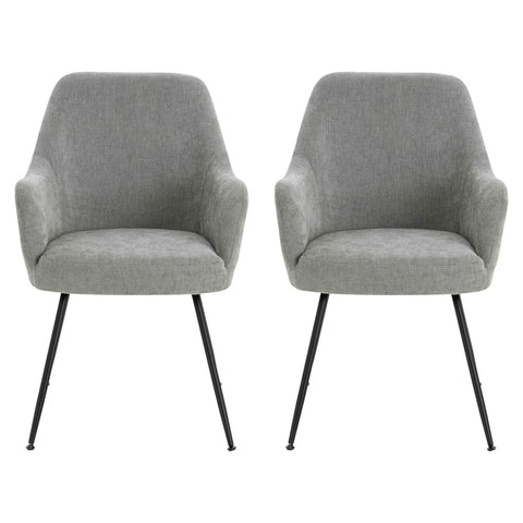 Maxwell Set of 2 Light Grey Textured Fabric Dining Chairs with Arms