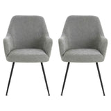 Maxwell Set of 2 Light Grey Textured Fabric Dining Chairs with Arms