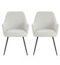 Maxwell Set of 2 Light Beige Textured Fabric Dining Chairs with Arms