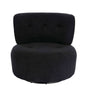 Curved black lounge chair with a textured fabric finish, featuring a low backrest and two button-tufted accents.