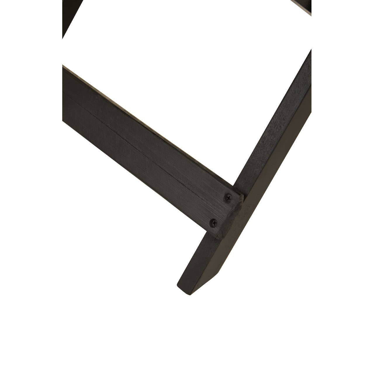 Black wood folding table with a sleek design, showcasing a sturdy frame and a smooth surface. The table is partially folded, highlighting its compactness and versatility for easy storage