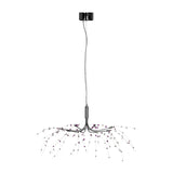 Modern pendant ceiling light with chrome finish and purple crystal accents