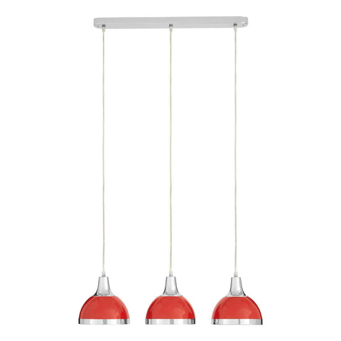 Sleek Red Chrome Pendant Trio