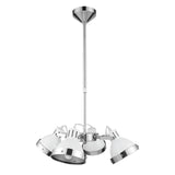 Chrome and white ceiling pendant light with four adjustable lamp heads