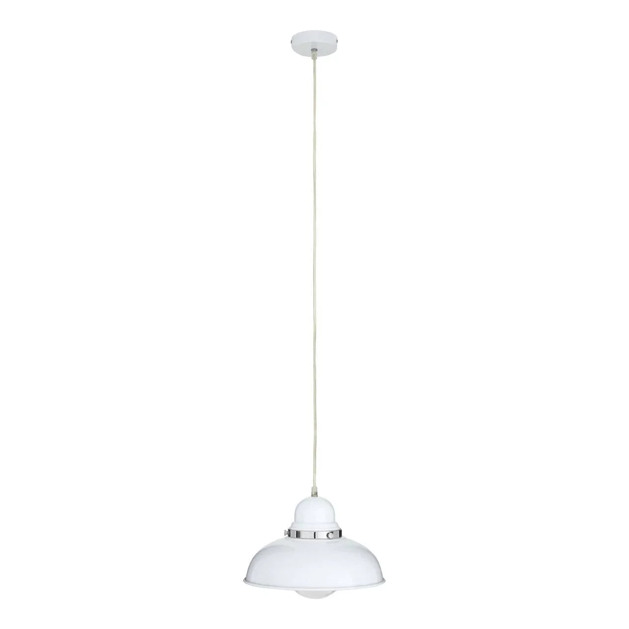 Jasper White Finish Pendant Light with Chrome Detail