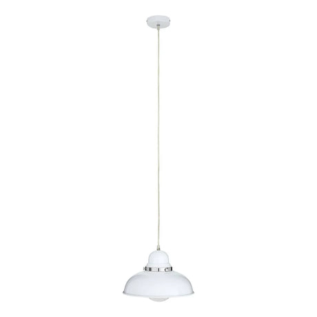 Jasper White Finish Pendant Light with Chrome Detail