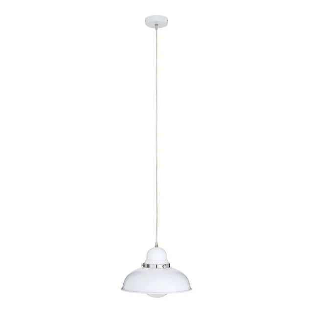 Jasper White Finish Pendant Light with Chrome Detail