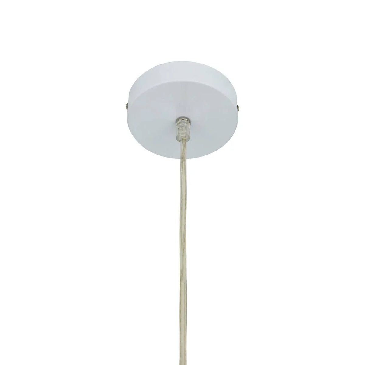 White pendant light ceiling rose with clear hanging cable