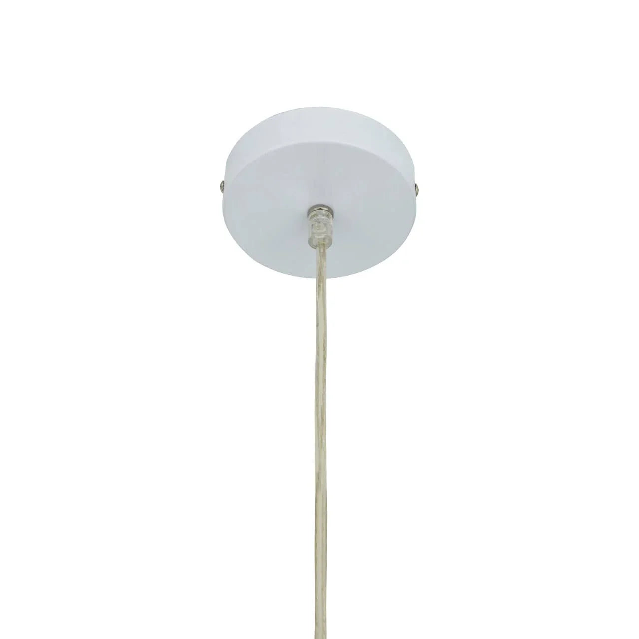 White pendant light ceiling rose with clear hanging cable