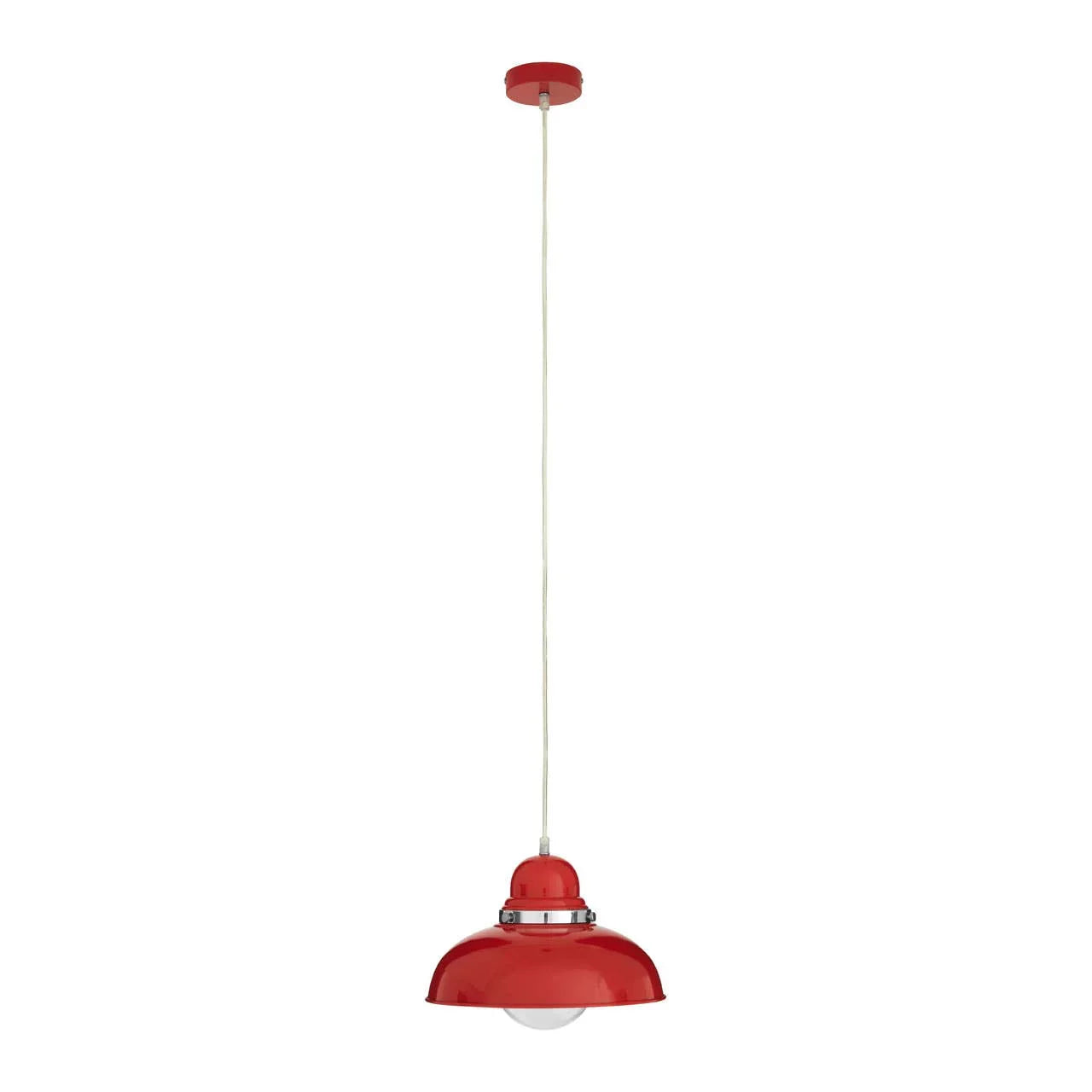 Jasper Red Finish Pendant Light with Chrome Detail