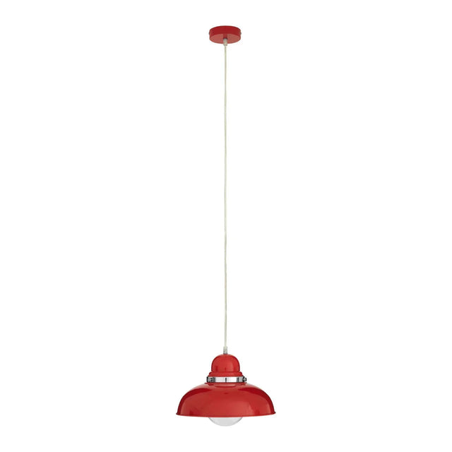 Jasper Red Finish Pendant Light with Chrome Detail