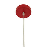 Red ceiling rose with clear pendant light cable suspended vertically