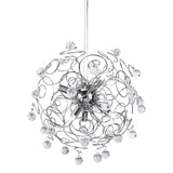Chrome pendant light with crystal balls and spiral metal detail