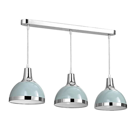 Vermont Three Shutter Blue and Chrome Shade Pendant Light