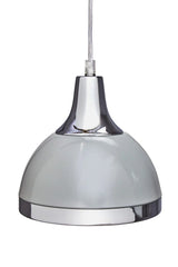 Chrome pendant light with dome shade and transparent cord, modern lighting fixture