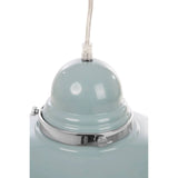 Glossy blue pendant light metal dome shade with chrome trim and clear hanging cord