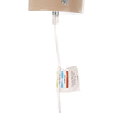 Close up of lamp wiring with labelled brown live and blue neutral wires visible
