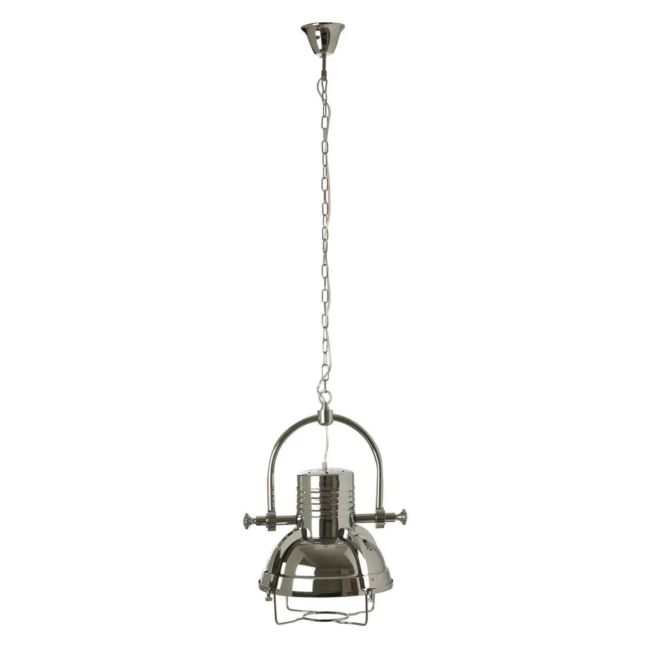 industrial chrome pendant ceiling light with chain suspension