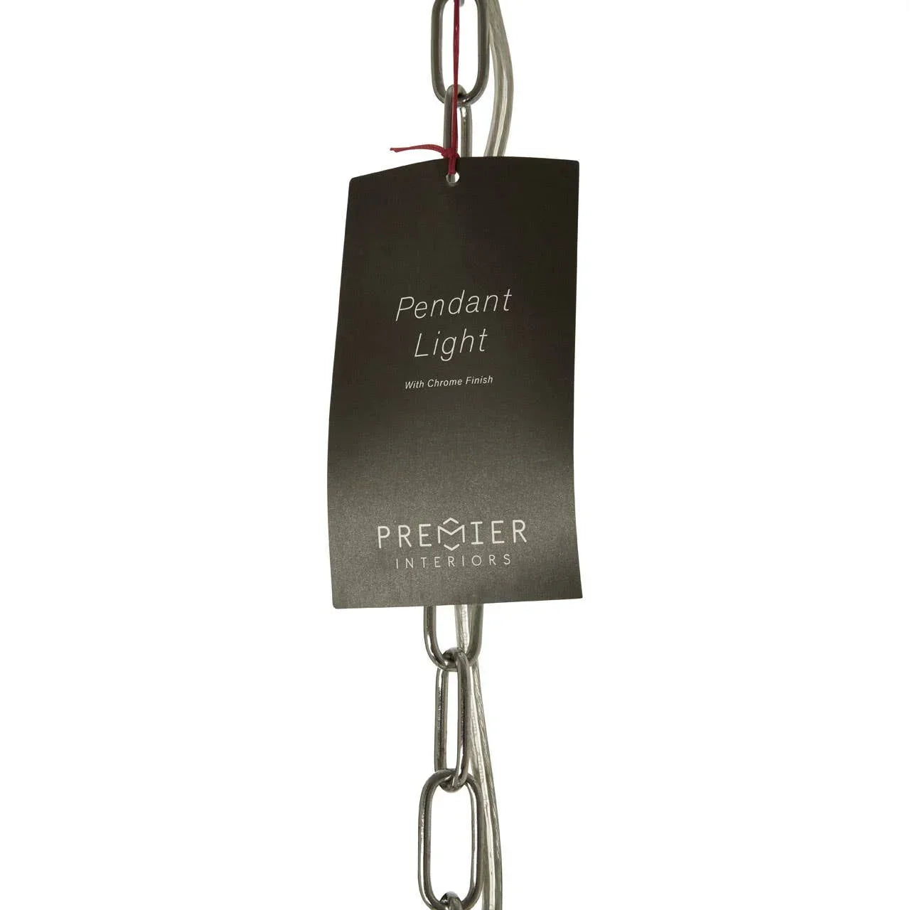 Pendant light chrome chain with product tag