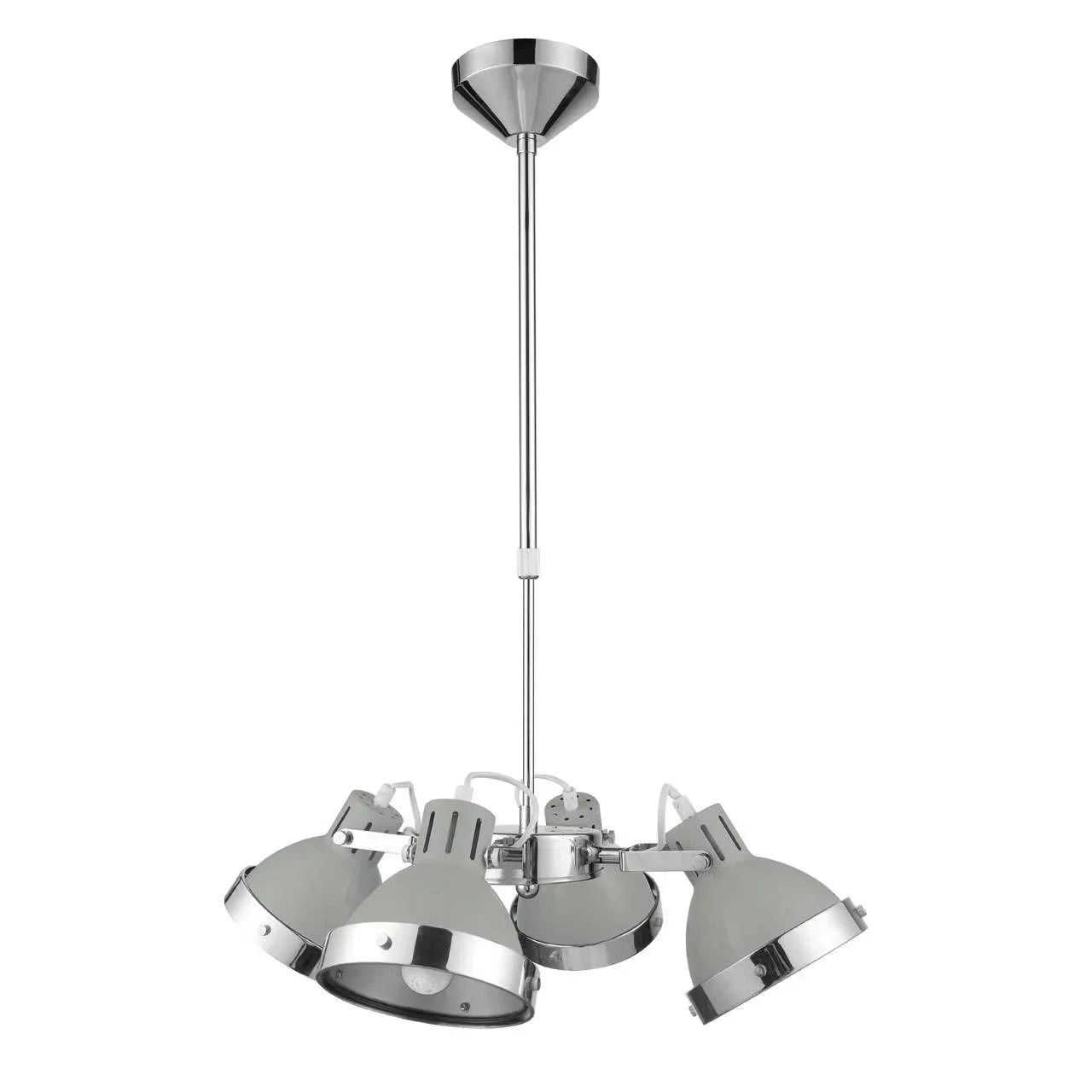 Chrome ceiling pendant light with four adjustable metal lamp heads