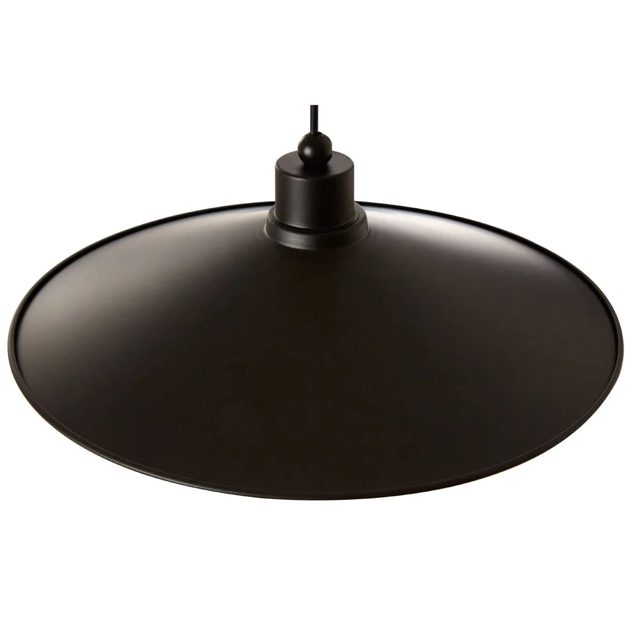 Black metal pendant ceiling light with wide round shade