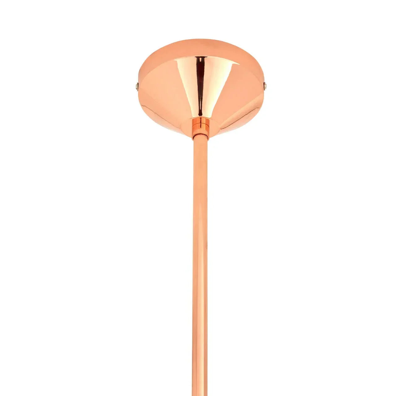 Ceiling rose and rod in polished copper finish for pendant light fitting