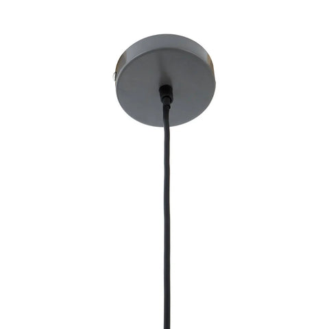 Black pendant ceiling light canopy with power cord hanging vertically