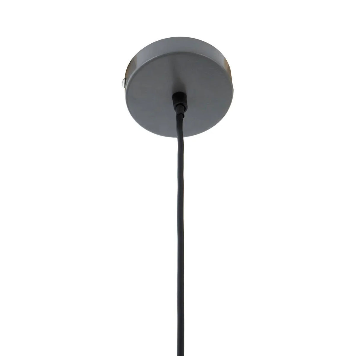 Black pendant ceiling light canopy with power cord hanging vertically