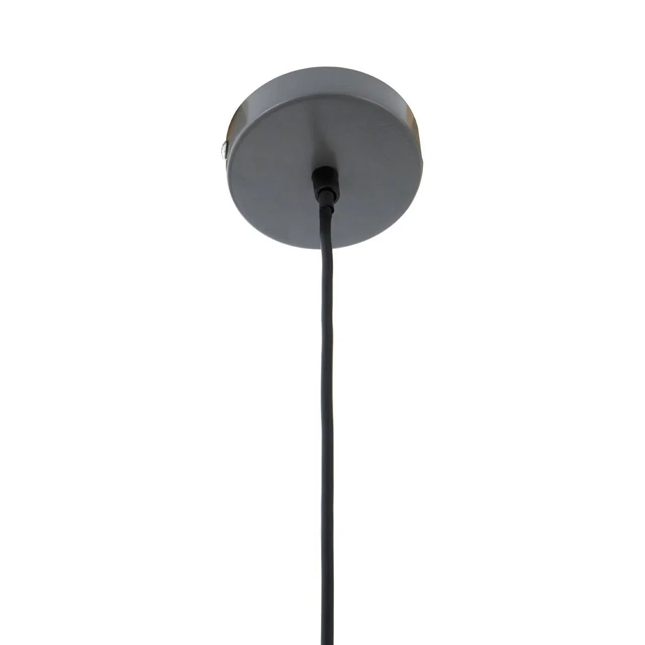 Black pendant ceiling light canopy with power cord hanging vertically