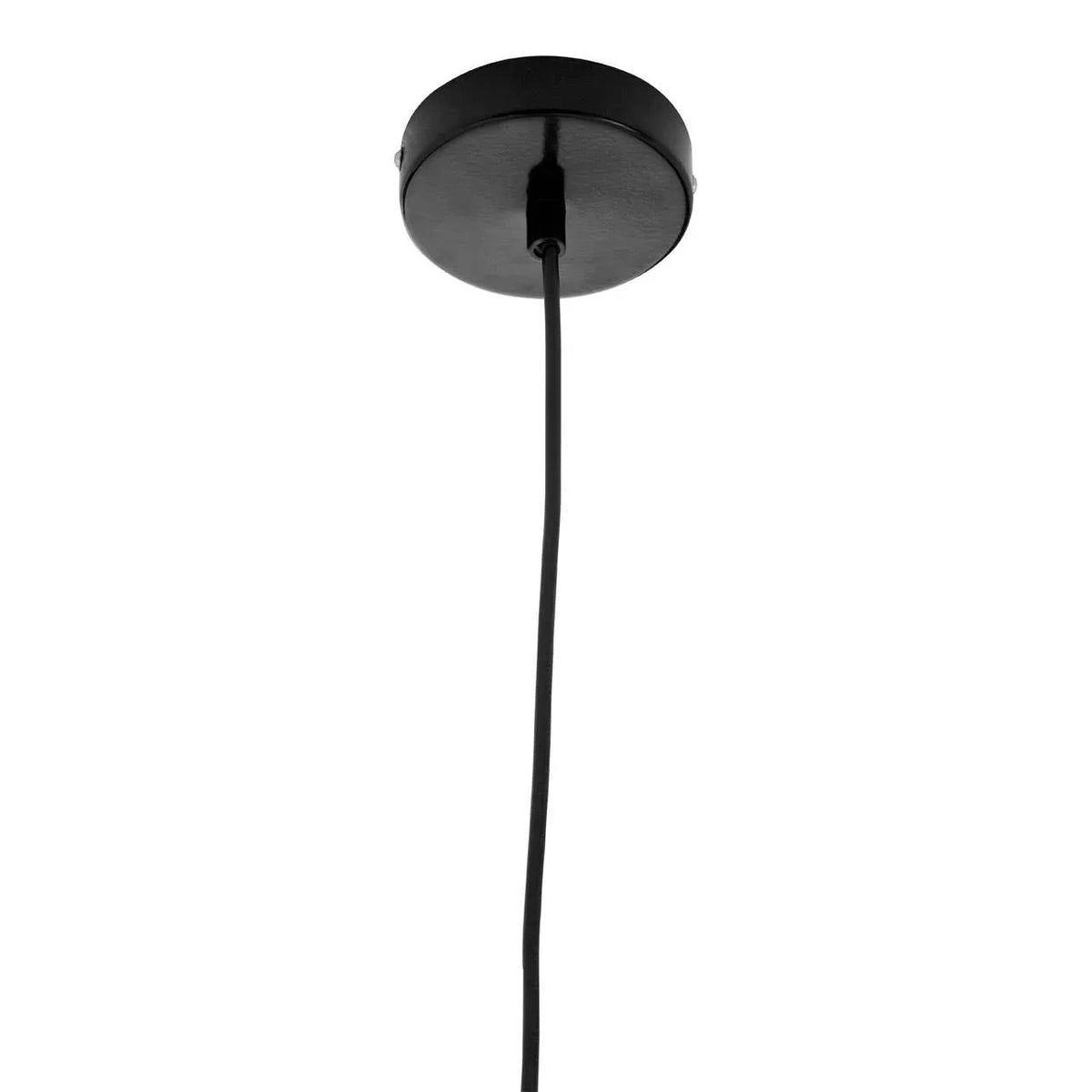 Black ceiling rose with hanging cable for pendant light fixture